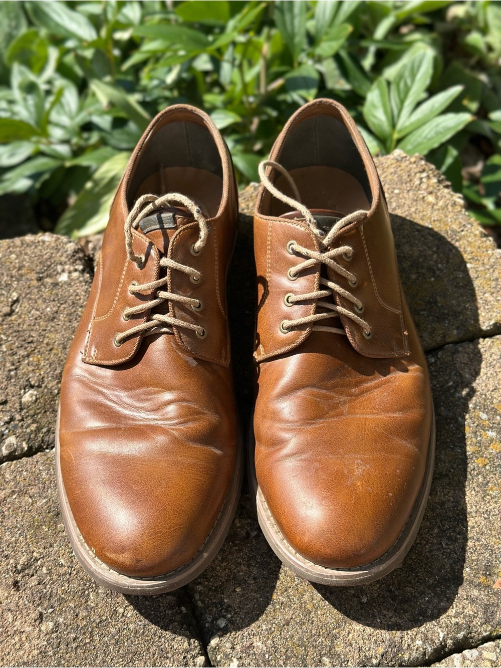 jf j.ferrar Men's Tan Leather Dress Shoes